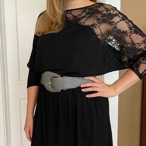 Soprano black flowy sexy lace peek-a-boo dress